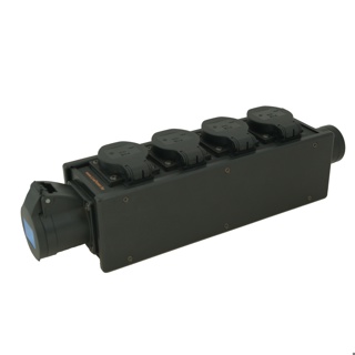 Break Out Box: CEE 16 Male - 4* Schuko - CEE 16 Female